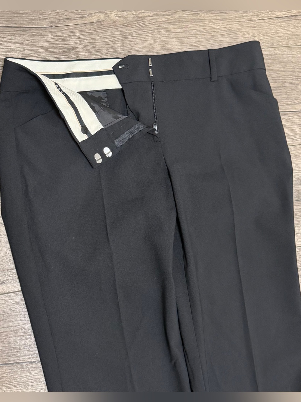 Theory Women's Max C Tailor Wool Blend Stretch Dress Pants Black Size 8 - Picture 9 of 10